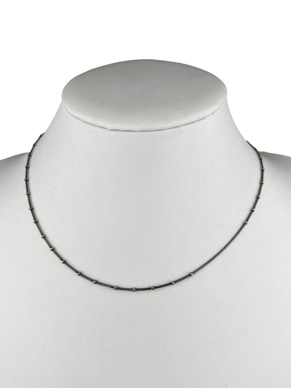 IBB 16.5" Sterling Silver Mini Ball Bead Station Necklace Italy